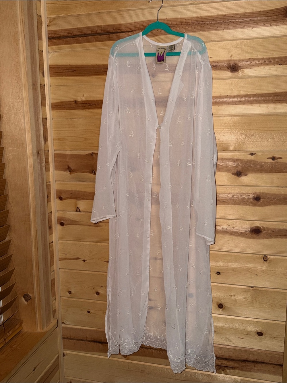 Elegant Sheer White Embroidered Long Robe - Lightweight Lounge Cover-Up